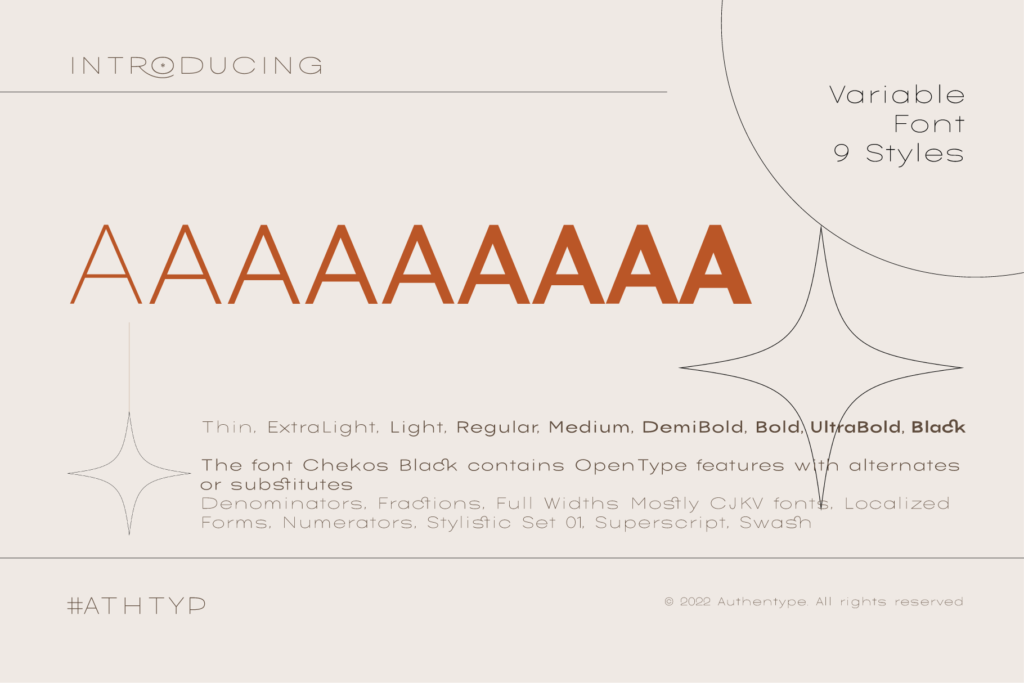 Chekos is a feminine type face designed to be elegant and modern