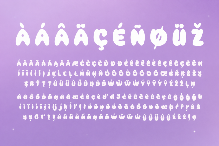 Caby Cola, a bold and playful display font inspired by retro candy packaging, fizzy drinks, groovy lettering, and cheerful cartoon graphics.
