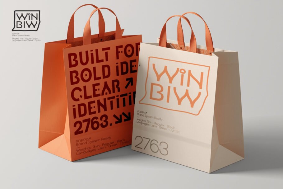 Poppis is a contemporary geometric sans-serif font that harmoniously blends technical precision with an artistic flair.