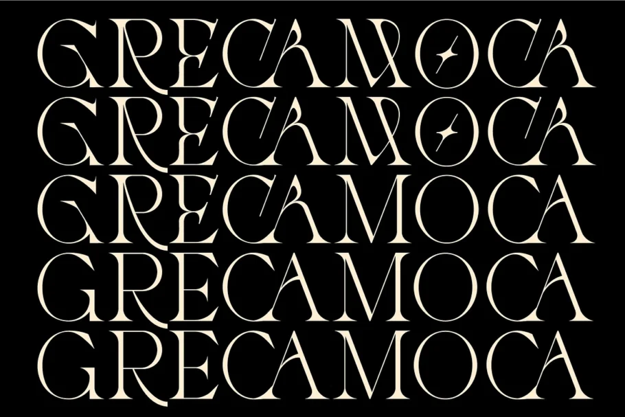 Greca is a modern serif typeface distinguished by its stylish shapes and refined line work.