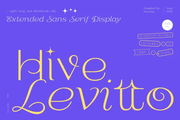 Hive Levitto – Extended Light Sans Serif Display Font
