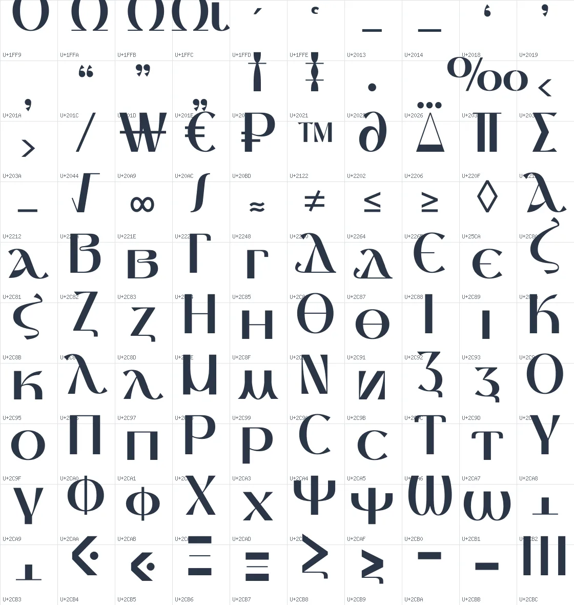 Thanks Lab   SemiBold Unicode glyph atlas page 10